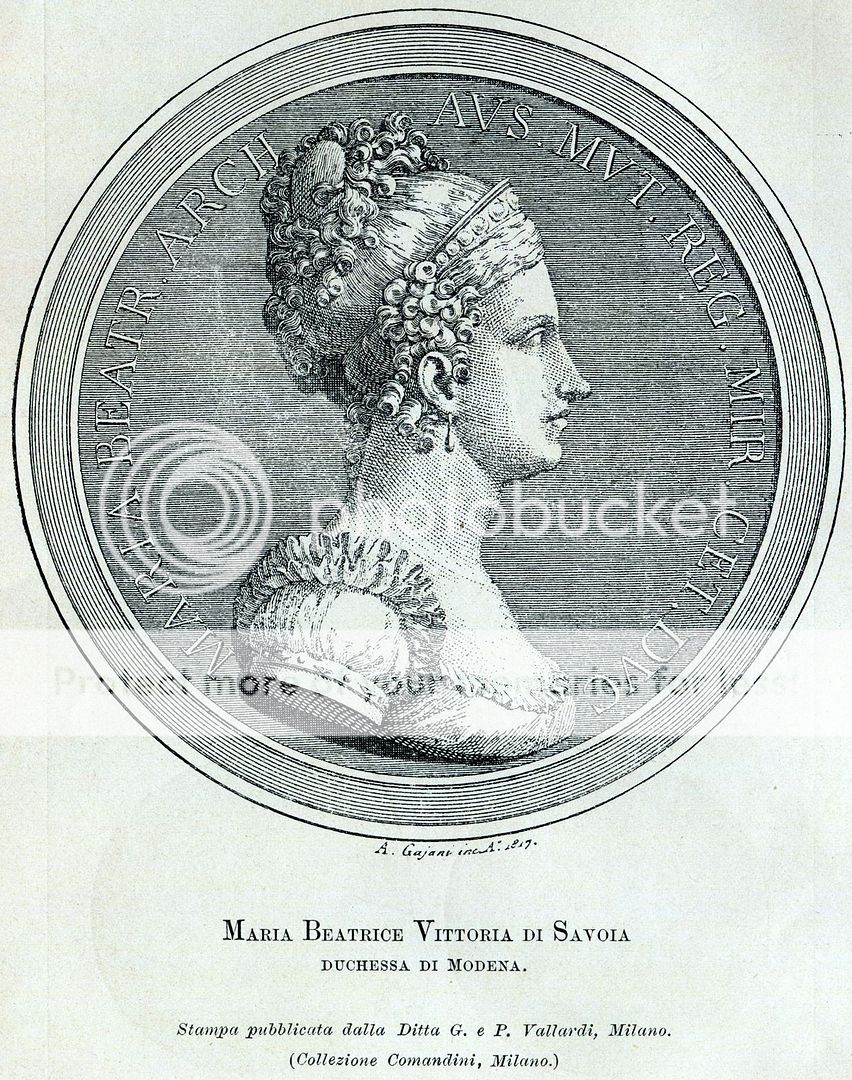 Maria Beatrice of Savoy, Duchess of Modena. Print Ancient + mat. 1901
